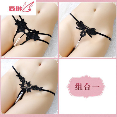 三条情趣内裤珍珠开档骚日系透明诱惑丁字裤套装超骚性感内衣费琳情趣内衣