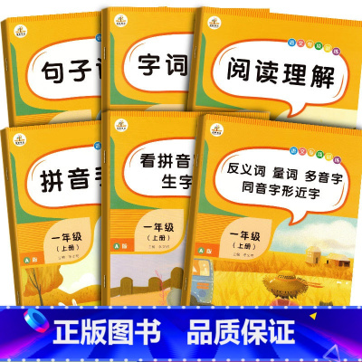 [正版]全套6本 小学一年级上册语文专项训练课堂同步训练习题册阅读理解句子字词训练看拼音写字词生字注音反义词量词同音字