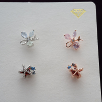 韩国进口耳钉小海星红钻花朵蝴蝶镶钻耳骨钉时尚百搭单只粗针送女朋友老婆情人节七夕生日礼物