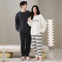 情侣睡衣女款春秋冬季珊瑚绒加厚加绒保暖一男士一女士家居服套装