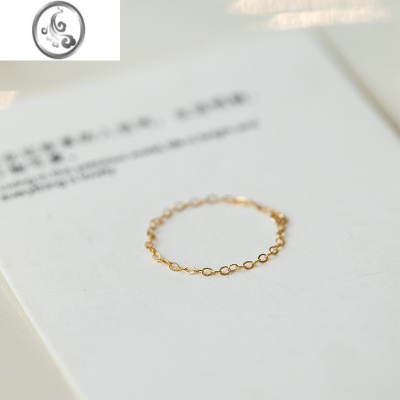 JiMi超纤细闪耀可水洗洗澡不取极简温柔珍珠14K包金戒指