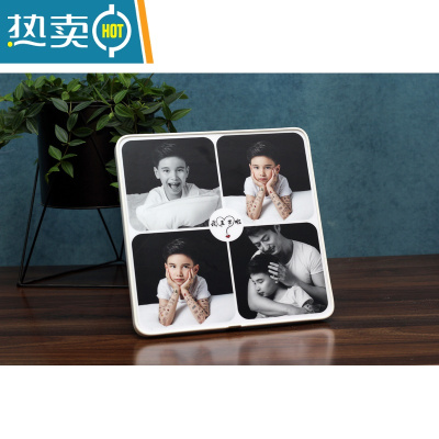 敬平儿童宝宝照片摆台组合拼图相框定制带相框来图定做全家福影楼相册 四宫格 25X25厘米
