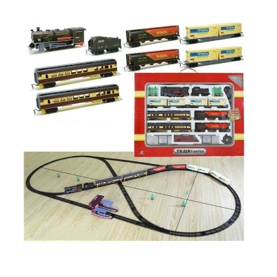 奋发仿真电动声光轨道儿童超长轨道电动小火车高铁动车火车模型玩具亲子互动蒸汽机大套装标配+送普通电池火车牌