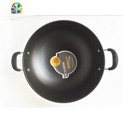 无涂层真不锈炒锅精锅家用圆底燃气灶专用双耳大锅炒菜锅 FENGHOU 41cm配钢盖(送铲)