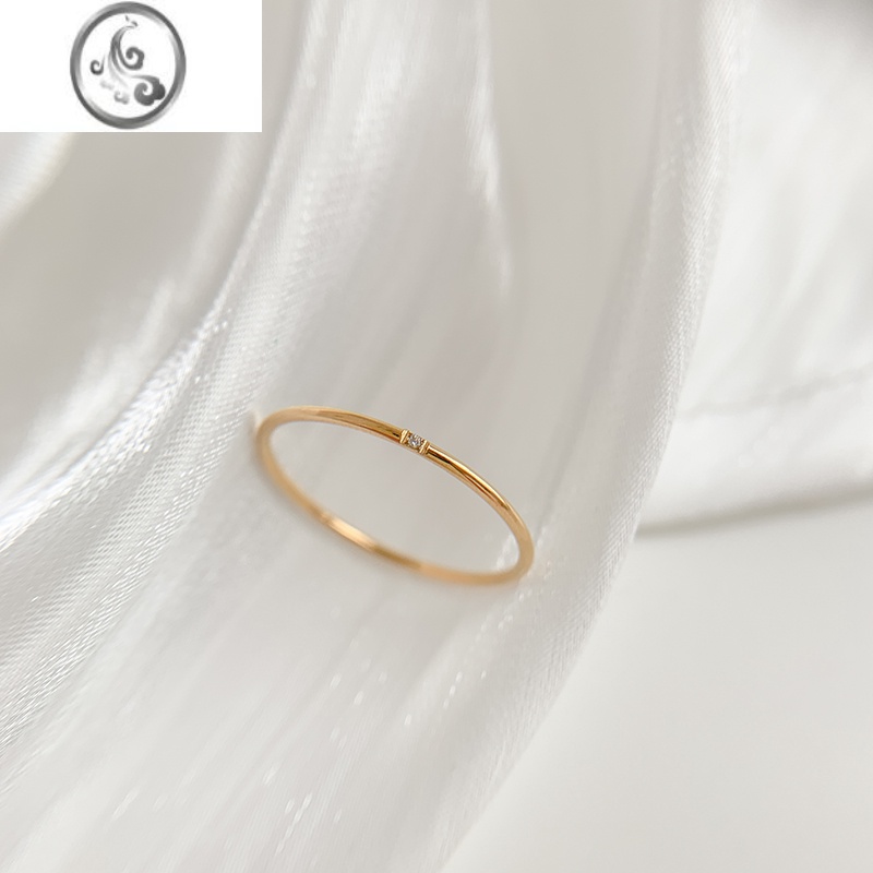 JiMi不掉色钛钢锆石细款戒指女时尚个性简约实心素圈指环2023年新款潮