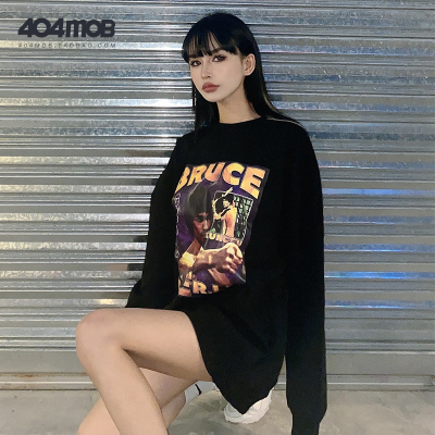 HLCOMAN404MOB致敬经典复古国潮牌圆领卫衣男春秋加绒加厚套头宽松上衣女卫衣