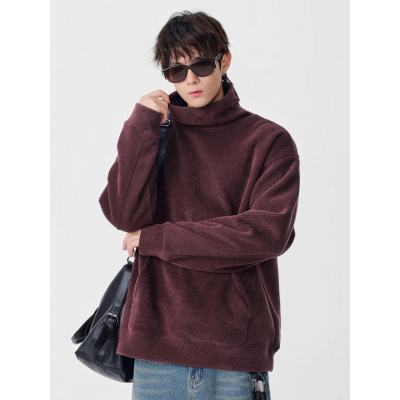 |日系高领纯色简约长袖潮流卫衣男青少年耐脏秋冬保暖打底