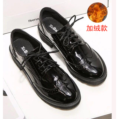 七色王国皮-小皮鞋女英伦风尖头系带复古女鞋平底百搭单鞋秋冬乐福鞋休闲鞋