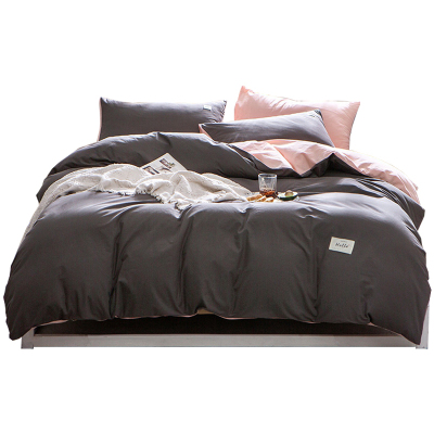 美帮汇水洗棉四件套全棉全棉简约大气双面用被套北欧风格 单人三件套