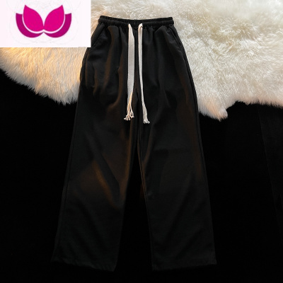 七斓华夫格卫裤男春季高街潮牌篮球运动裤子港风宽松休闲直筒阔腿长裤