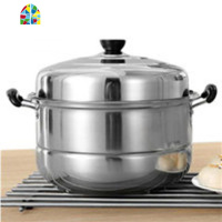 蒸锅不锈钢三层加厚火锅3层二2层多层蒸笼电磁炉锅具26c-32cm FENGHOU 30cm三层复底