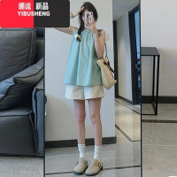 YIBUSHENG白色工装短裤女季薄款2024新款高腰显瘦休闲小个子棉麻运动短裤