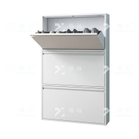 臻远 ZY4022017 钢制翻斗鞋柜简约现代收纳柜白色三斗