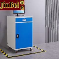 锦北PC工业电脑监控机箱柜机一体机网络柜工业机柜 蓝白-带轮单柜