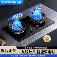 创维(Skyworth)灶具燃气灶双灶 双九孔5.2kW聚能定时猛火爆炒 家用台式嵌入式钢玻面板 Z213B天然气