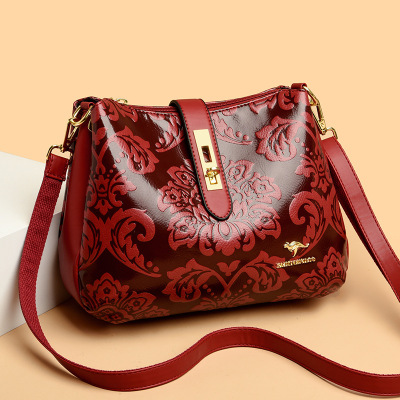 包包女包新款斜挎包女多隔层复古中年妈妈包单肩包女