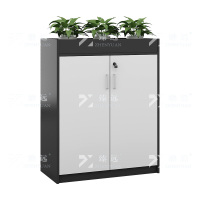 臻远ZY5011015花槽柜办公室矮柜墙边柜 二门柜 柜体灰色门板白色 800*300*1200