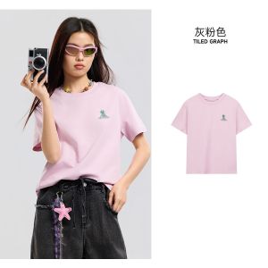 [凉感]美特斯邦威女短袖夏季潮流撞色透气百搭小印花T恤圆领t恤