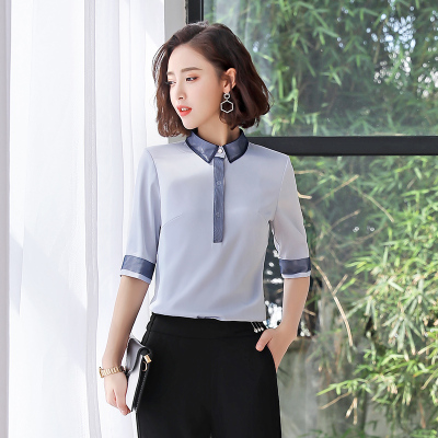 雪纺衬衫女2019夏季季韩版套装时尚气质显瘦设计感职业衬衣上衣潮
