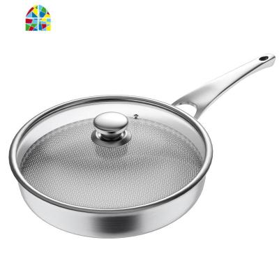 304不锈钢平底锅不粘锅无油烟煎锅家用千层电磁炉适用 FENGHOU 不带盖