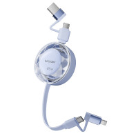 沃品LC030二拖二超级快充伸缩数据线 蓝色