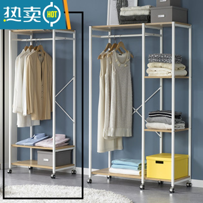 敬平落地衣架衣柜单杆简易立式卧室家用挂衣服架子开放式衣帽架晾衣架 1层衣柜衣架普通款白色