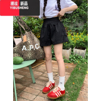 YIBUSHENG松紧腰纯色休闲裤女季裤子宽松阔腿裤百搭显瘦运动裤小个子短裤