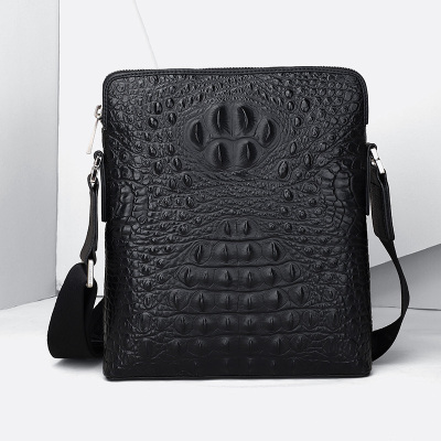 七匹狼单肩包男士商务斜挎包休闲背包竖款电脑包头层羊皮男包15454151黑色黑色