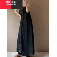 YIBUSHENG法式气质优雅吊带连衣裙女季海边度假慵懒风长款无袖大摆背心裙