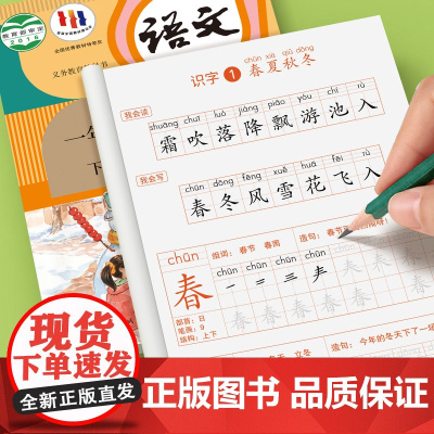 2025新版 一年级练字字帖 下册同步练字帖 小学语文人教版教材1上专项练习 小学生上学期一二类字专用描红田字格 上册教