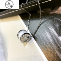 欧美时尚钛钢玫瑰金陶瓷圆柱弹簧项链 女 锁骨链 毛衣链 韩版 JiMi