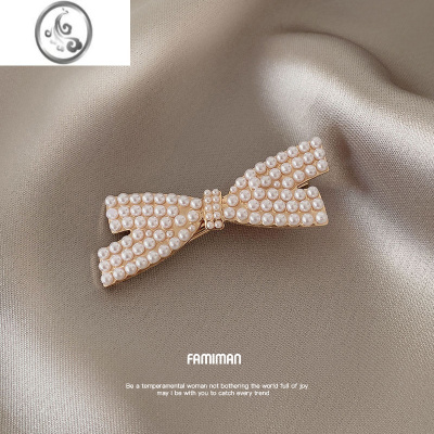 JiMiins网红气质发夹女2023年新款珍珠侧边后脑勺夹子头饰刘海一字夹