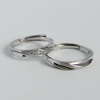 s999足银镶钻莫比乌斯情侣对戒时尚个性小众设计素圈纯银戒指男女送女朋友老婆情人节七夕生日礼物