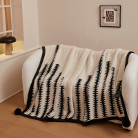 新款高级感羊羔绒牛奶绒毛毯小众高级黑白风休闲毛毯装饰沙发毯