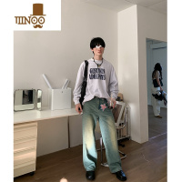 YANXUMaintain Oneself美式复古字母圆领卫衣重工宽松百搭上衣男女