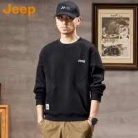 JEEP吉普美式潮牌圆领卫衣男款春秋款宽松男装上衣服内搭男士外套