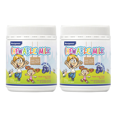 2瓶装|美可卓(Maxigenes)儿童成人牛奶片蓝莓护眼咀嚼奶片300克150片/瓶装