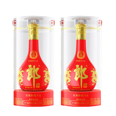 郎酒 红花郎红十五 53度500ml 酱香型白酒 四代五代随机发货 年份随机