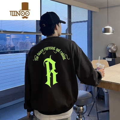 YANXU小众潮牌美式加绒宽松男士情侣圆领套头卫衣