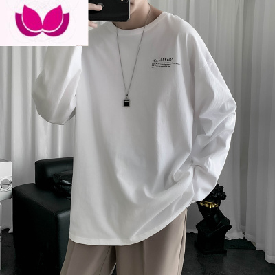 七斓圆领长袖T恤男学生休闲内搭打底衫宽松潮牌ins潮流薄款上衣