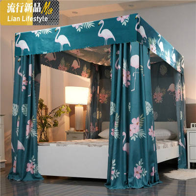 遮光布床帘支架床幔加厚公主1.5米ins风少女心1.8m床双人家用蚊帐 三维工匠