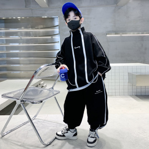 男童春装套装2026新款中大童春秋款酷帅运动服帅气时髦卫衣两件套