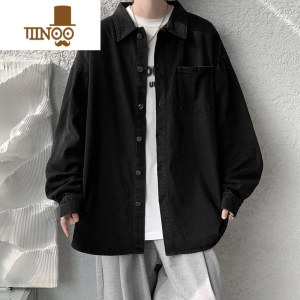 YANXU日系cityboy外套男加肥加大叠穿牛仔衬衫潮牌特大码男装夹克