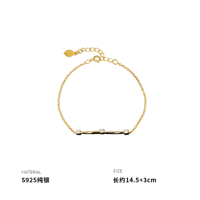 925纯银波浪几何手链女手环手饰气质个性闺蜜礼物气质新款送女朋友老婆情人节七夕生日礼物