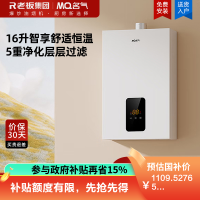老板集团出品 名气家用燃气热水器天然气16升强排式变频智能水气双调母婴级恒温微焰控温多重安防R5A31-16