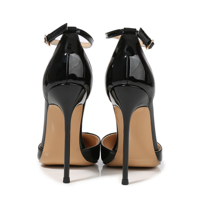 林先森凉鞋女2021新款漆皮黑色超高跟细跟10cm一字扣小仙女百搭性感女鞋凉鞋