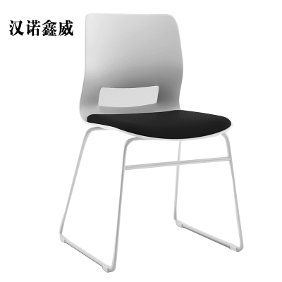 汉诺鑫威培训会议椅弓形椅洽谈椅无扶手黑色软包椅