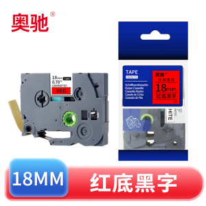 奥驰 标签色带18mm红底黑字 个