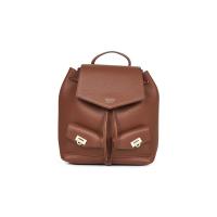 Salvatore Ferragamo女士小牛皮折叠磁扣双肩包手提斜挎包五金装饰锤纹棕