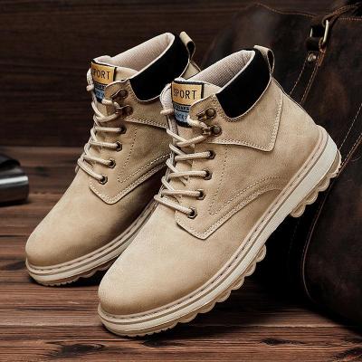 骆驼潮秋季新款马丁靴男休闲透气百搭中帮工装靴韩版复古英伦风板鞋潮鞋